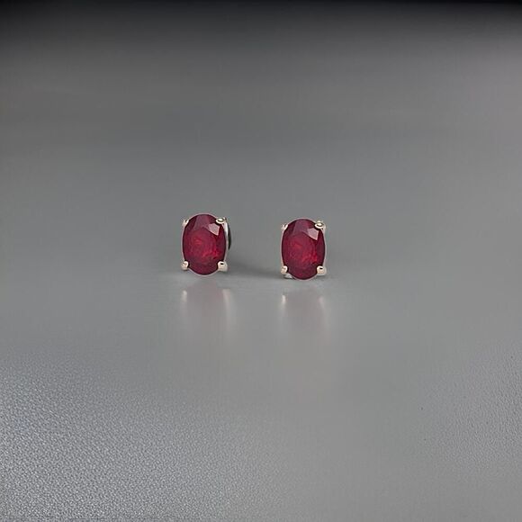 Natural Ruby Stud Earrings 14k Yellow Gold 2 TCW Certified $1,290 311044 - Picture 12 of 14